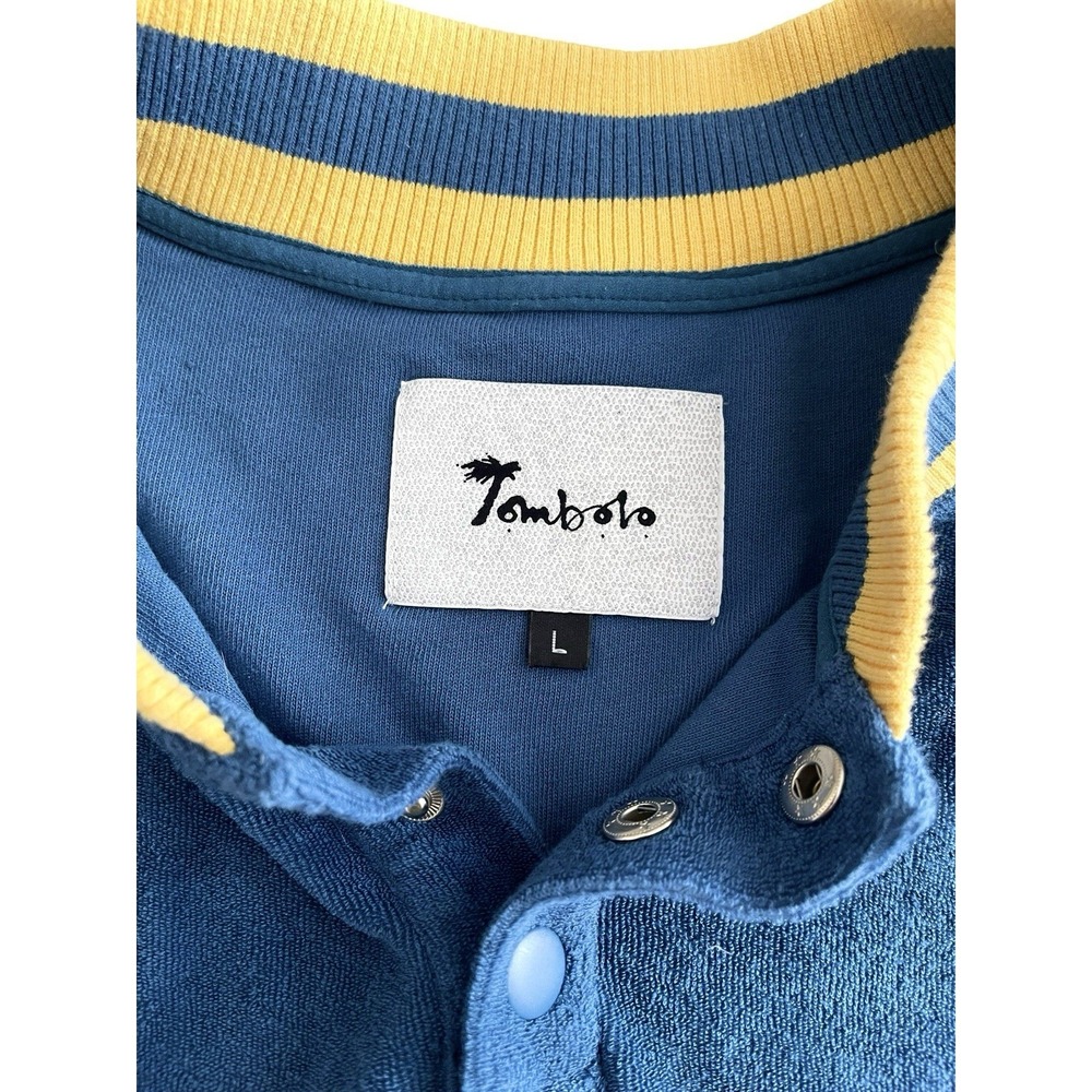 TOMBOLO Big Cat On Campus Cabana Long Sleeve Terry Cloth Varsity Shirt sz L - Picture 5 of 11